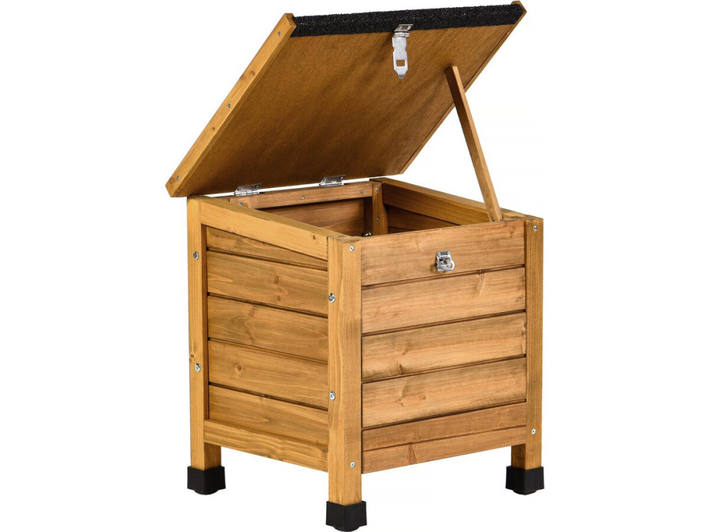 Wooden dog house with feeder and storage box "Rusty" - 151 x 138 x 100 cm - Brown