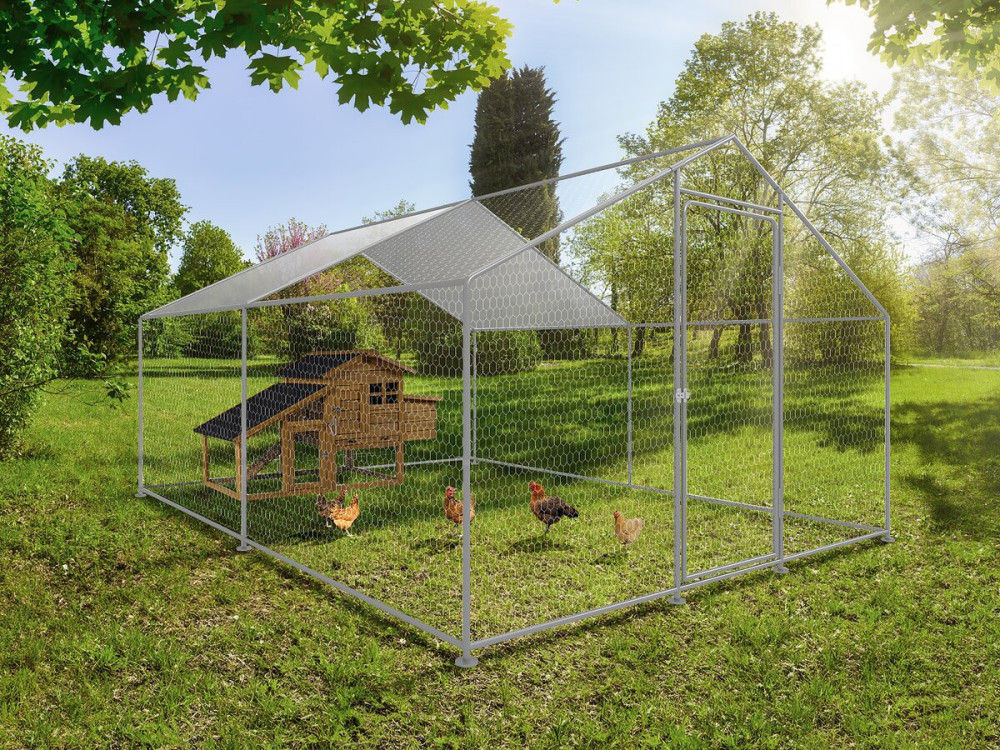 Chicken pen 12 m² wire mesh 4 x 3 x 2 M galvanized steel
