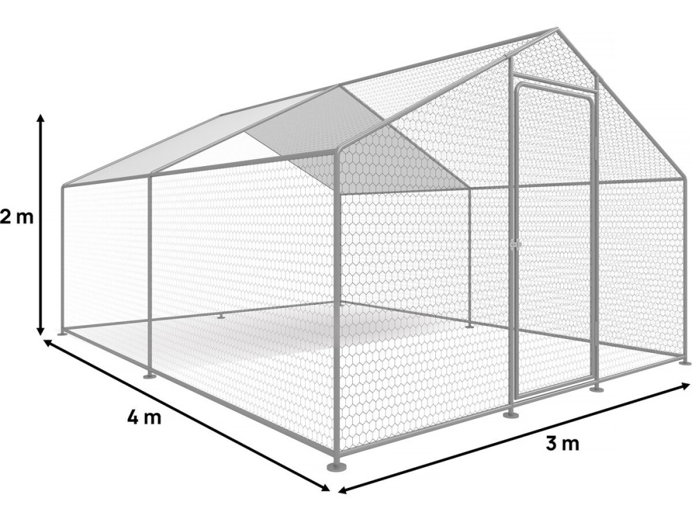 Chicken pen 12 m² wire mesh 4 x 3 x 2 M galvanized steel