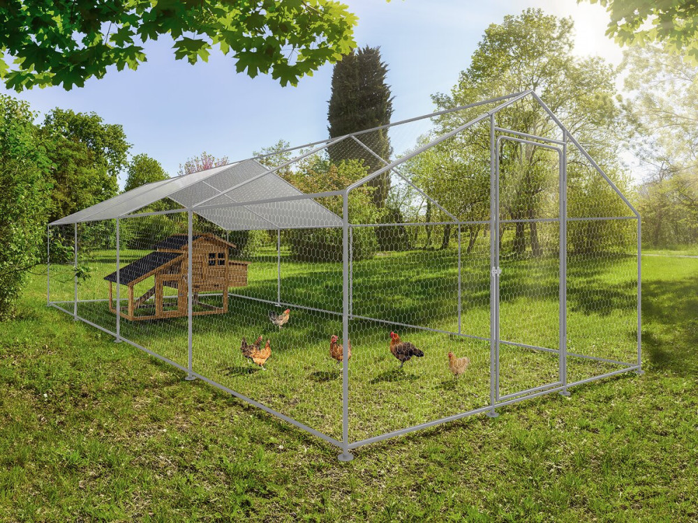 Hen pen 24 m² wire mesh 8 x 3 x 2 M galvanized steel