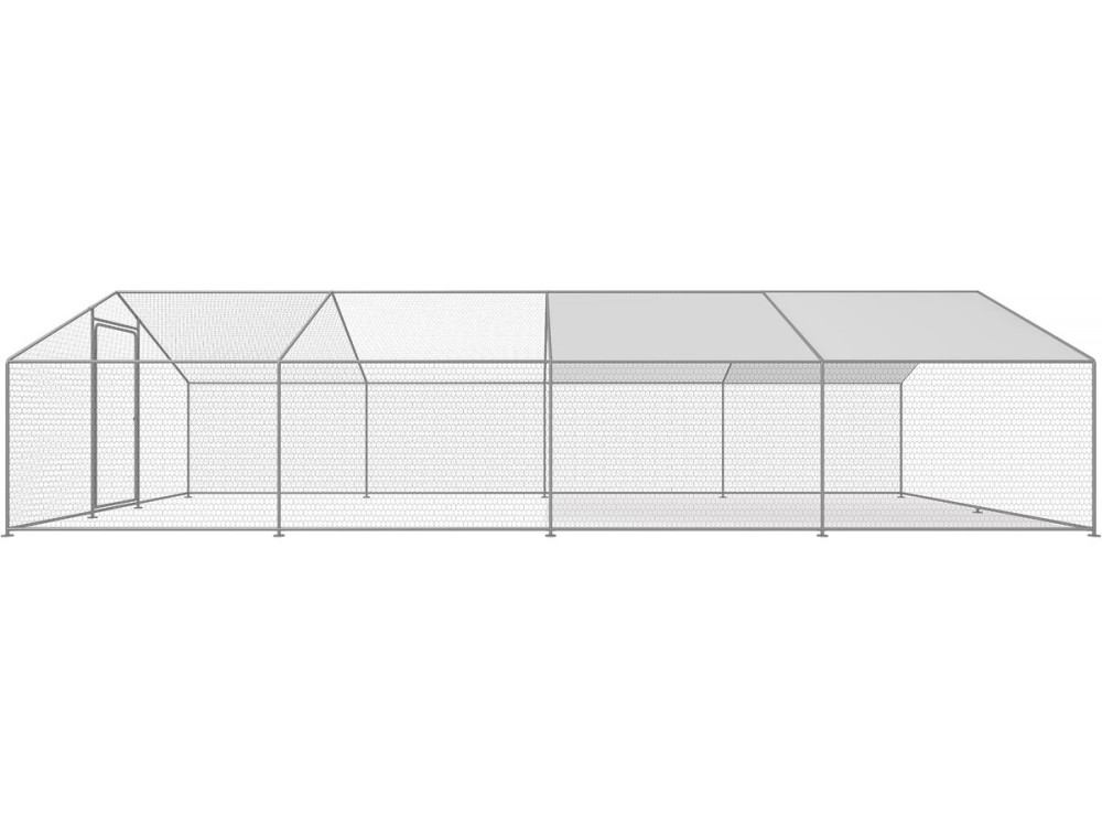 Hen pen 24 m² wire mesh 8 x 3 x 2 M galvanized steel