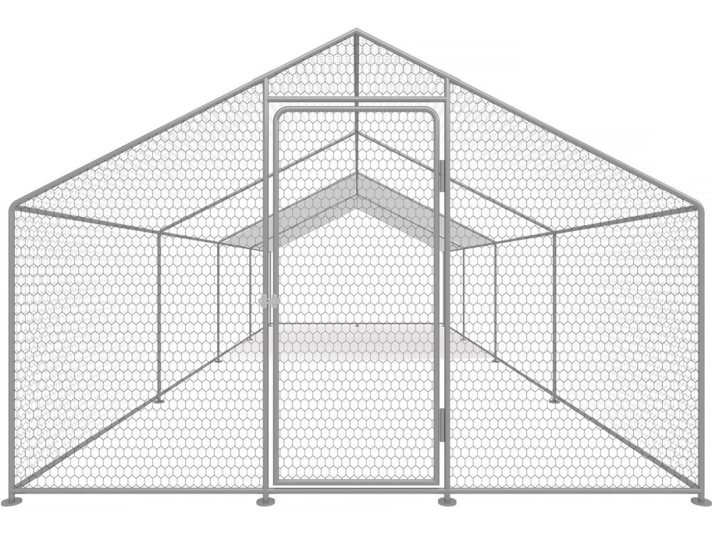 Hen pen 24 m² wire mesh 8 x 3 x 2 M galvanized steel