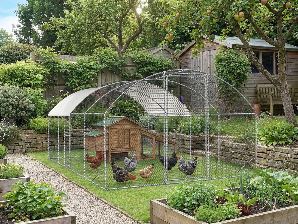 15 m² dome chicken run "Cocorico" - 5 x 3 m - galvanized steel
