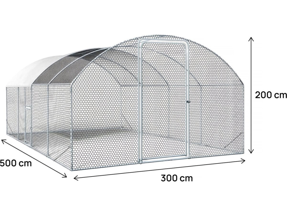 15 m² dome chicken run "Cocorico" - 5 x 3 m - galvanized steel