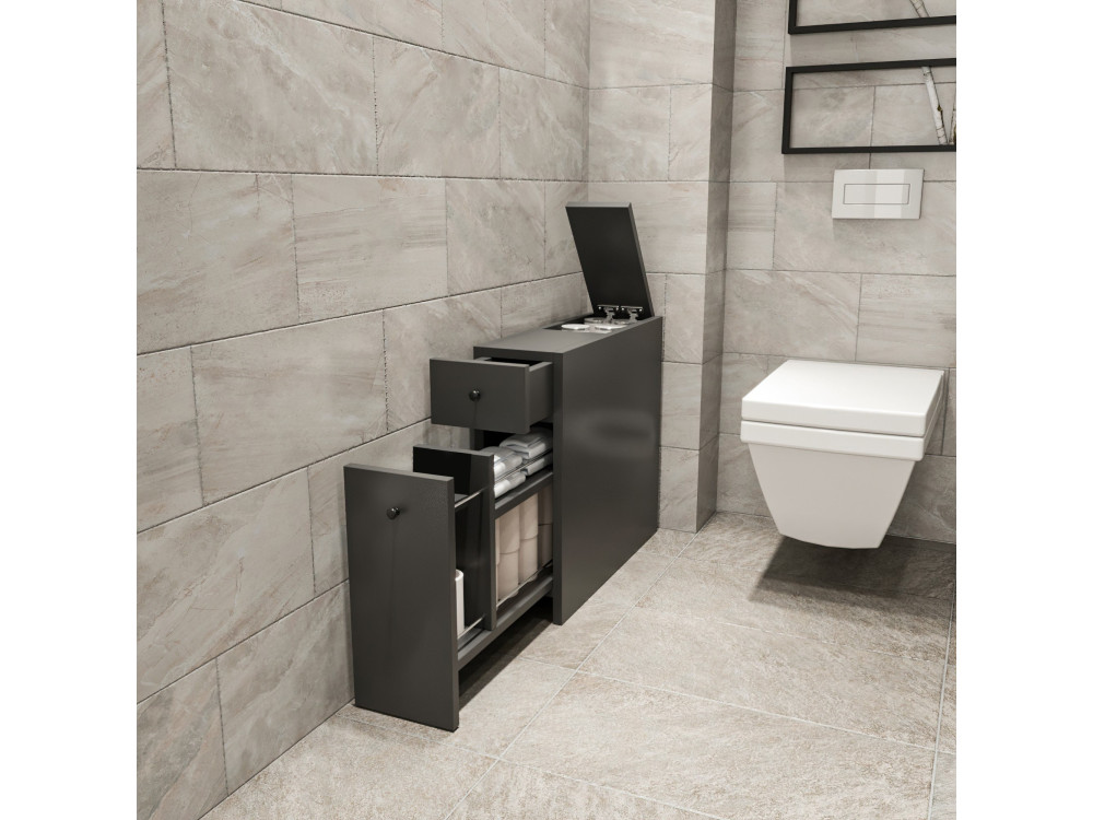 Calencia" wooden bathroom cabinet - 60 x 19 x 55 cm - Anthracite grey
