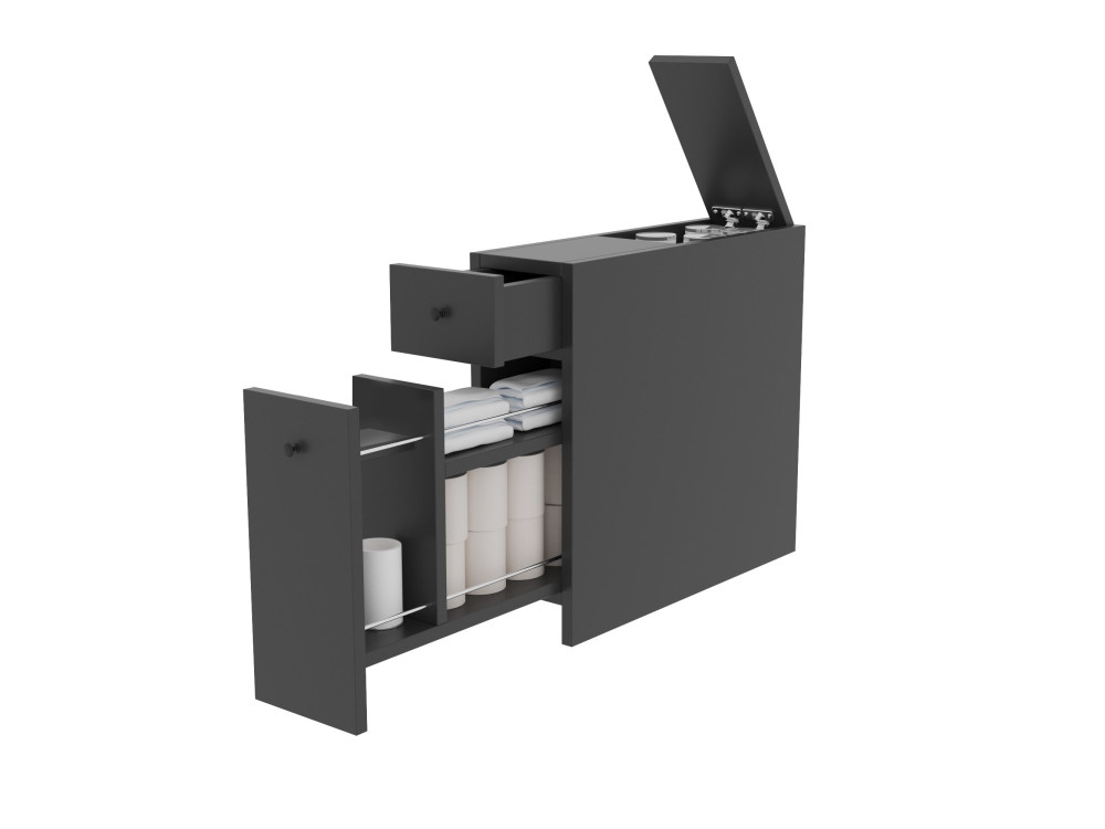 Calencia" wooden bathroom cabinet - 60 x 19 x 55 cm - Anthracite grey