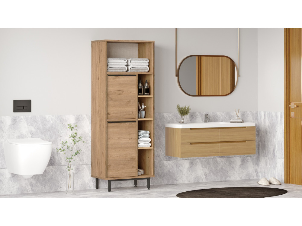 ON10C" wooden bathroom cabinet - 60 x 46 x 161 cm - Brown