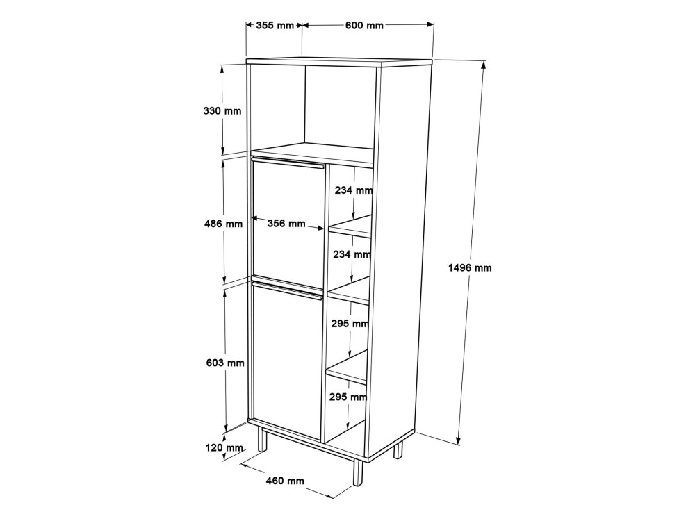 ON10C" wooden bathroom cabinet - 60 x 46 x 161 cm - Brown