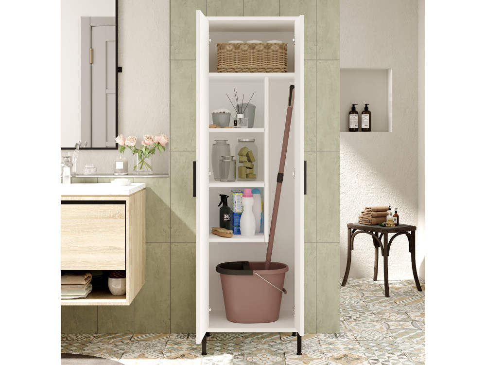 Jienna" multifunctional wooden cabinet - 50 x 36 x 165 cm - White