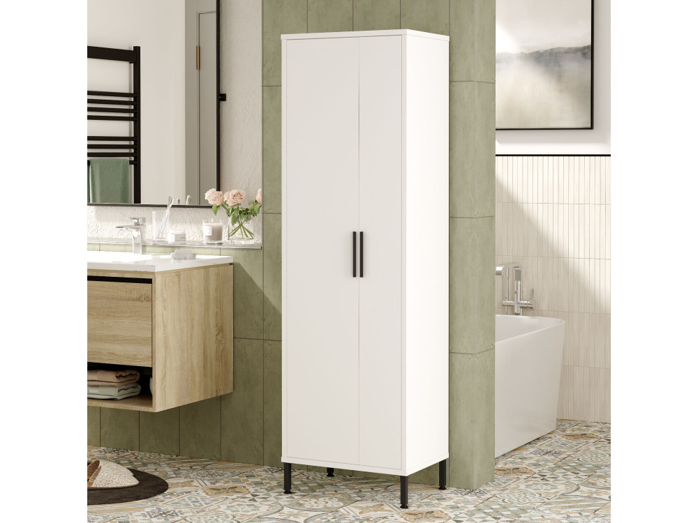 Jienna" multifunctional wooden cabinet - 50 x 36 x 165 cm - White