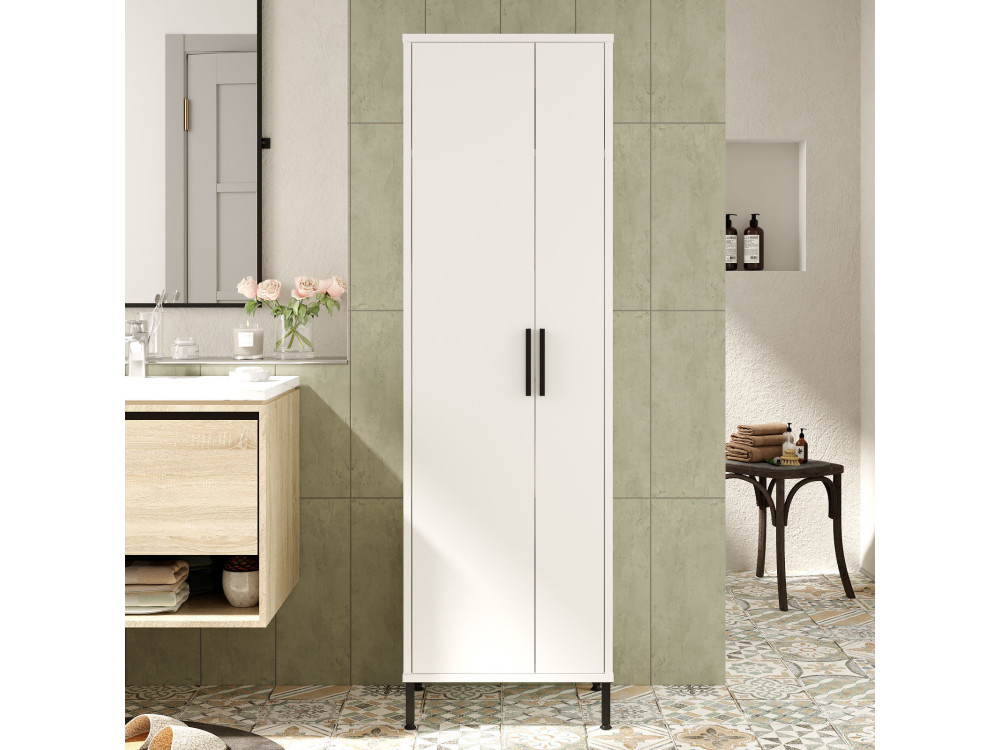 Jienna" multifunctional wooden cabinet - 50 x 36 x 165 cm - White