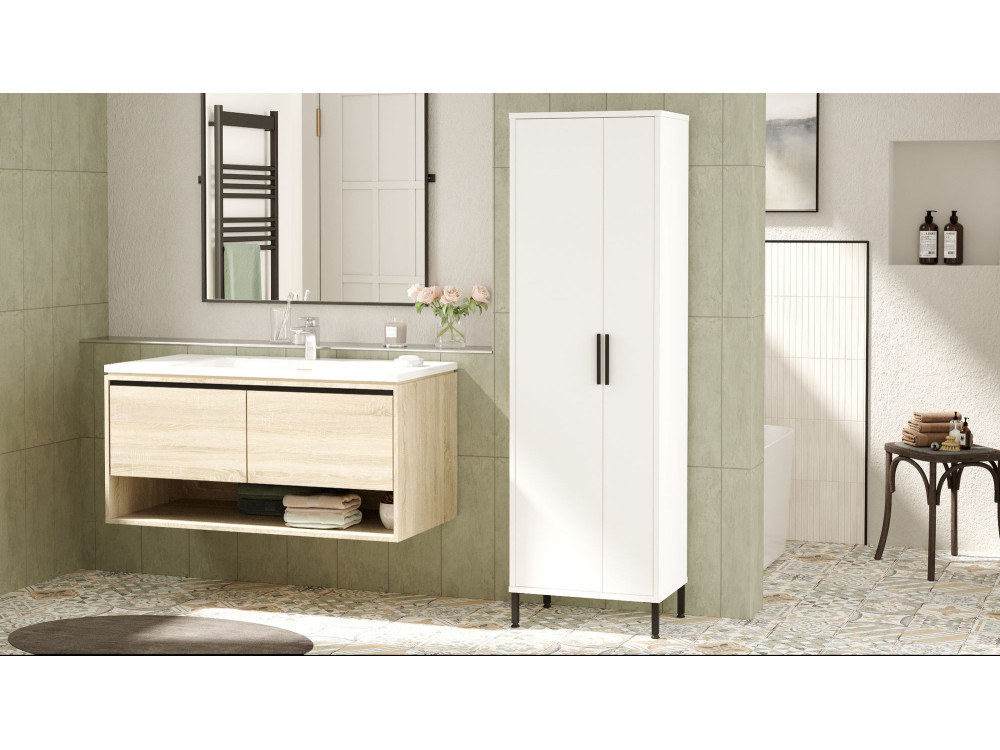 Jienna" multifunctional wooden cabinet - 50 x 36 x 165 cm - White