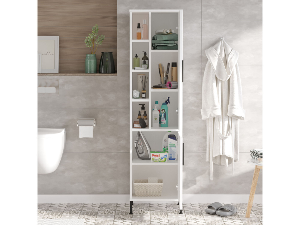 Vile" multifunctional wooden cabinet - 45 x 35 x 174 cm - White