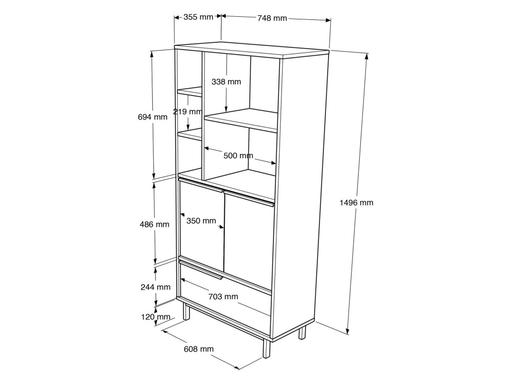 Calvin" wooden wardrobe - 74 x 35 x 161 cm - Brown