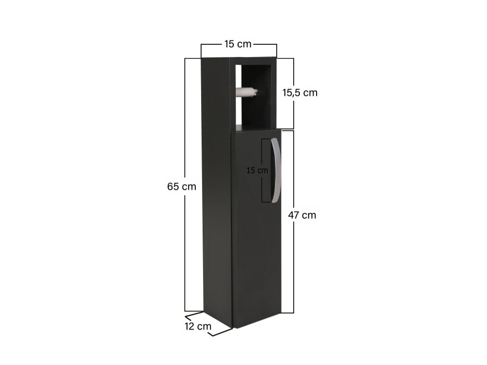 Star" wooden toilet paper holder - 15 x 12 x 65 cm - Charcoal grey