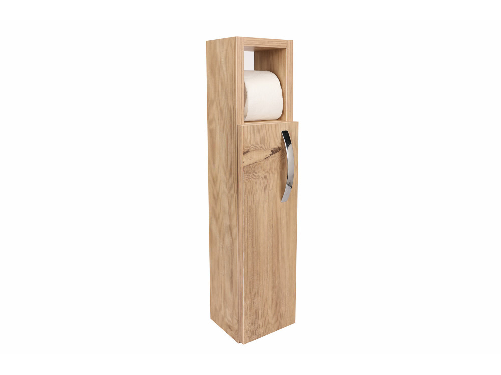 Star" wooden toilet paper holder - 15 x 12 x 65 cm - Brown