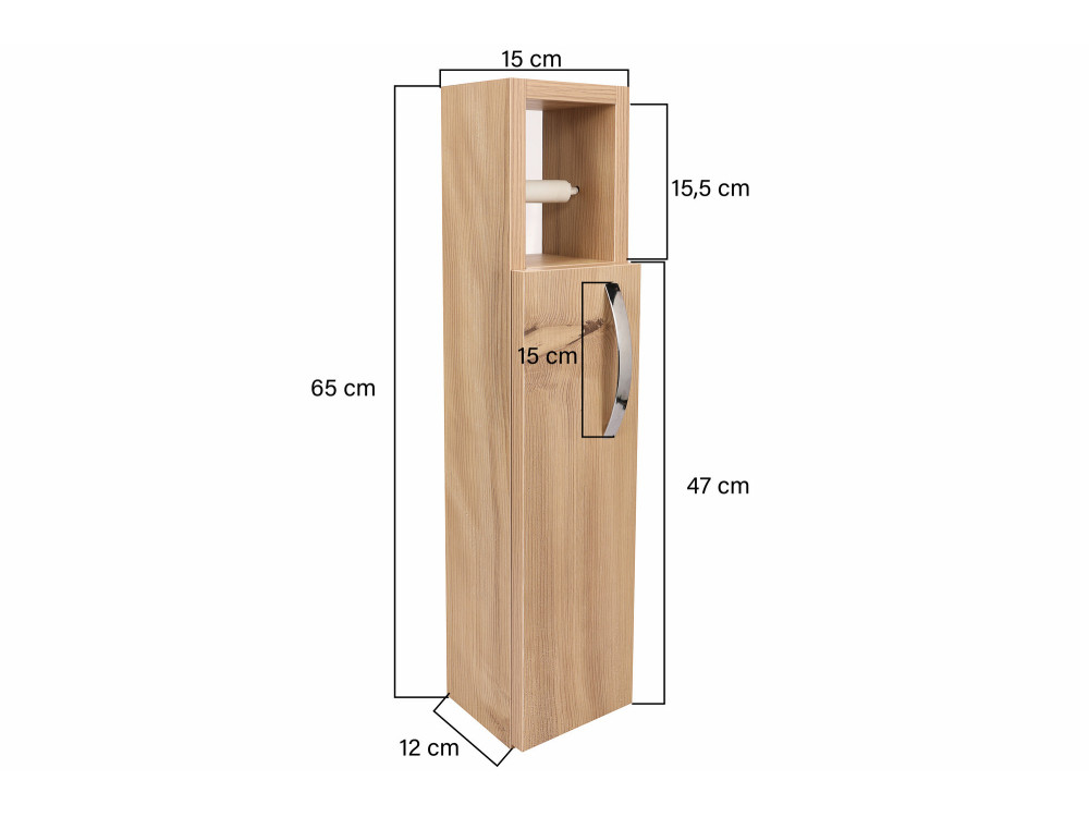 Star" wooden toilet paper holder - 15 x 12 x 65 cm - Brown