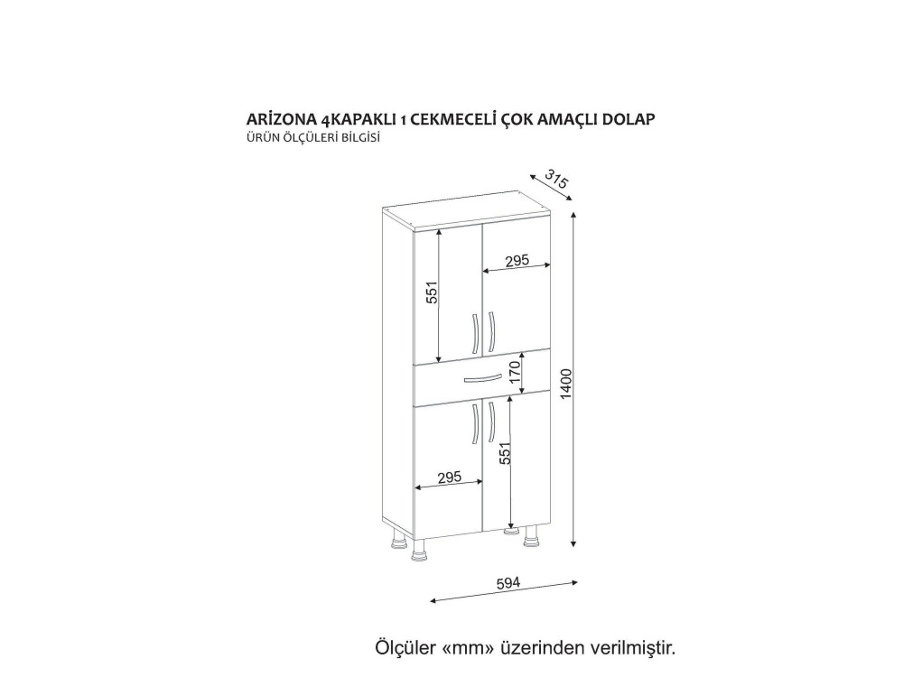Arizona" wooden bathroom cabinet - 59 x 31 x 140 cm - White