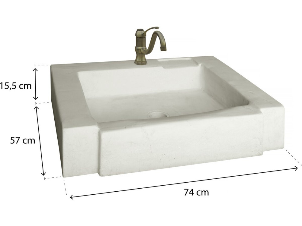Modena" sink - reconstituted stone - 74 x 57 x 15.5 cm