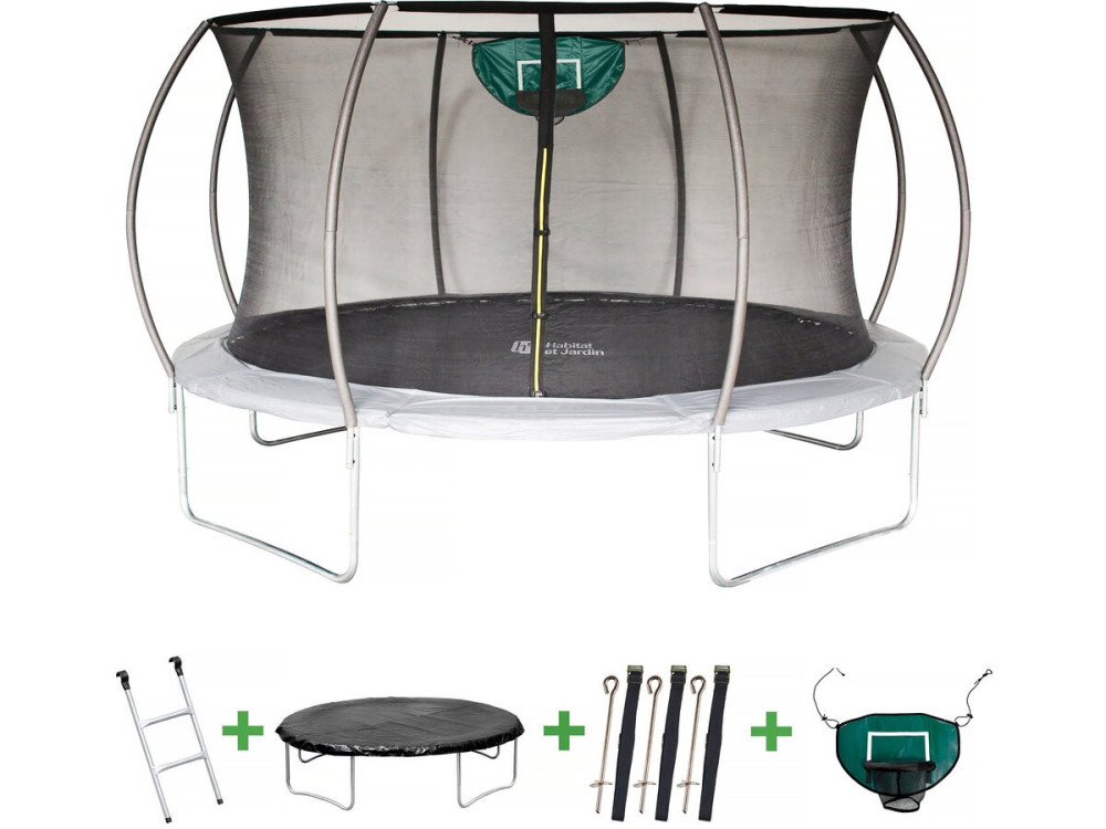 Trampoline with jumper net - Ø 4.25 m - Grey