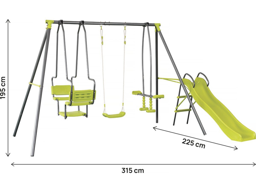 Ludo II" metal gantry with slide and 4 apparatus - Green