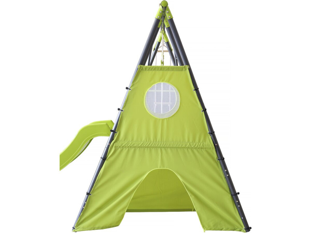 Dany" metal play structure with slide - 5 apparatus - Green