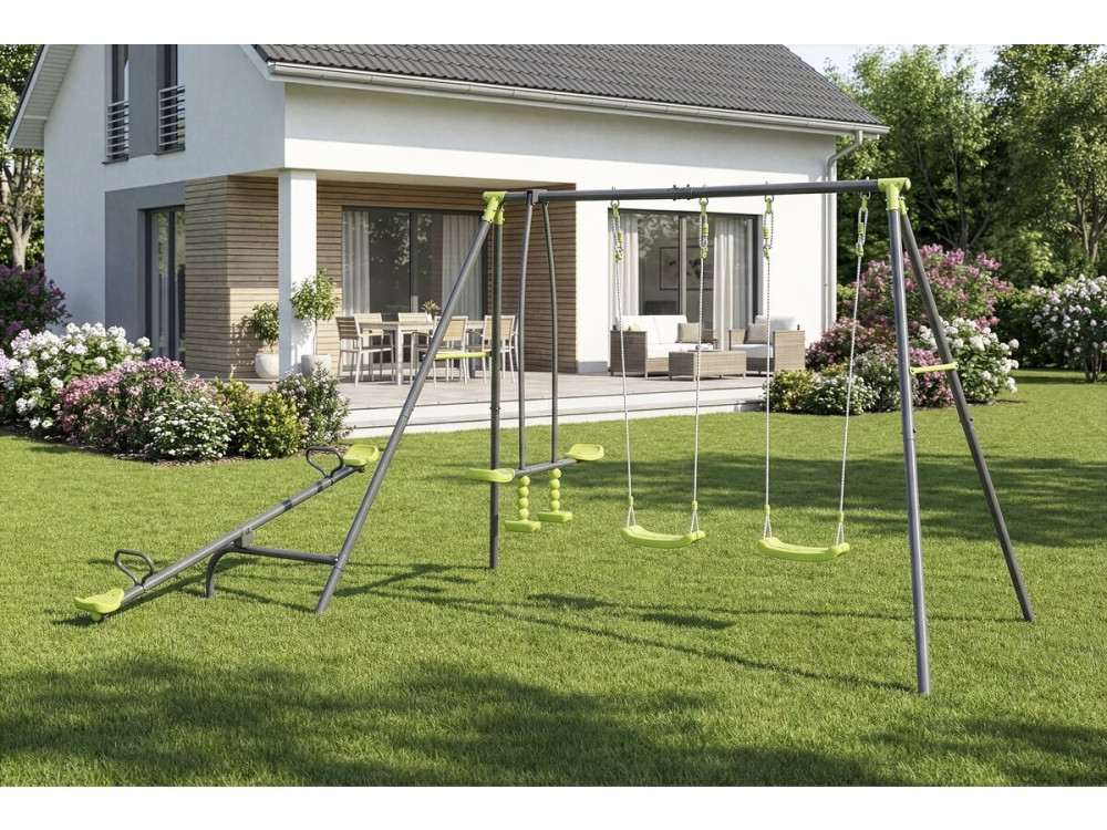 Metal playground swing "Basile" - 4 apparatus - Green