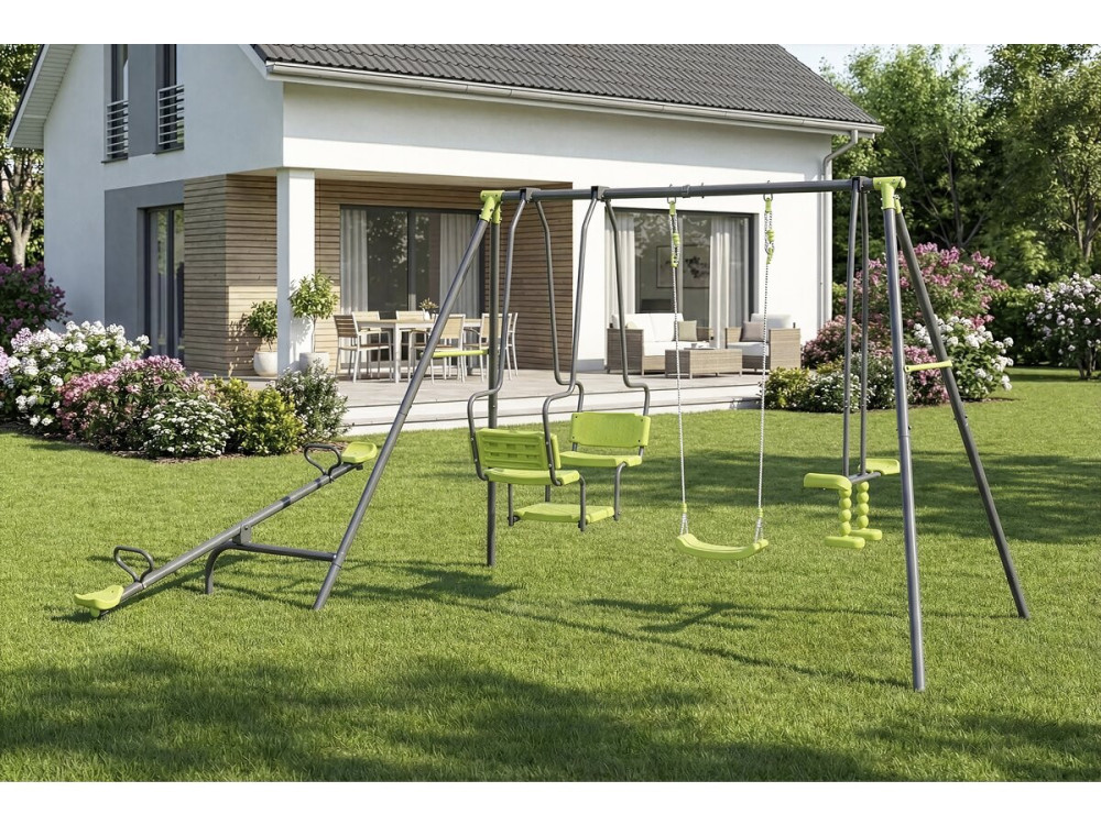 Metal playground swing "Lenny" - 4 apparatus - Green