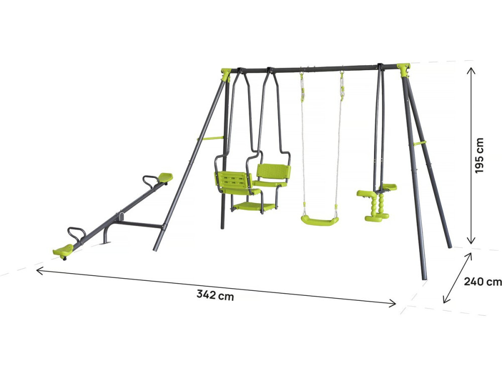 Metal playground swing "Lenny" - 4 apparatus - Green