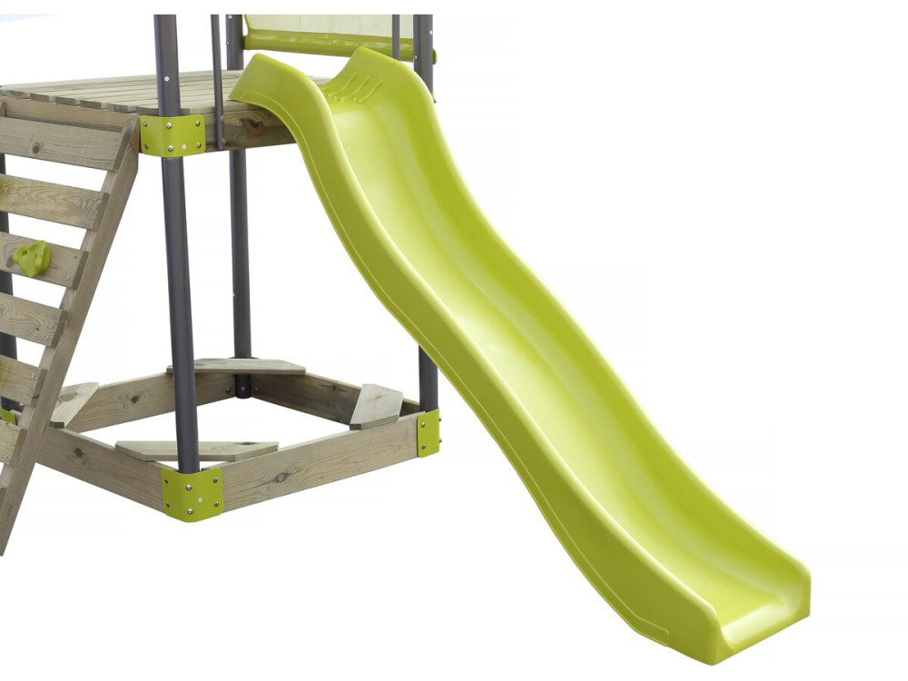 Lucien" metal swing playground with slide and sandbox - Green