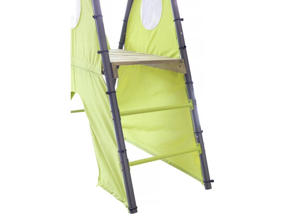 Kylian" metal play structure with slide - 4 apparatus - Green