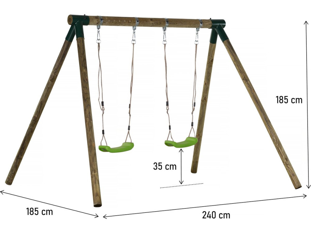 Eden" wooden swing - With 2 swings.