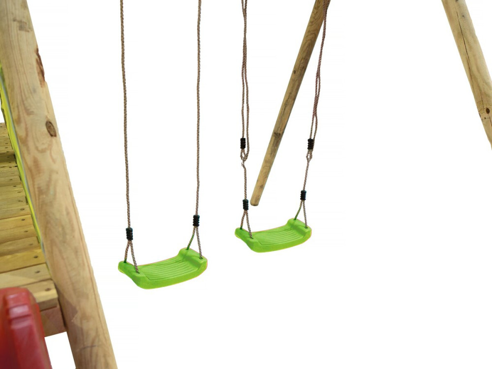 Wooden swing "Balanga" - With 1 slide and 2 swings.
