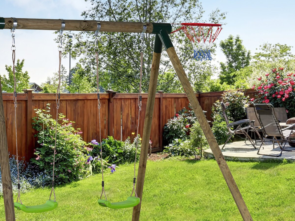 Universal basketball hoop for wooden frames