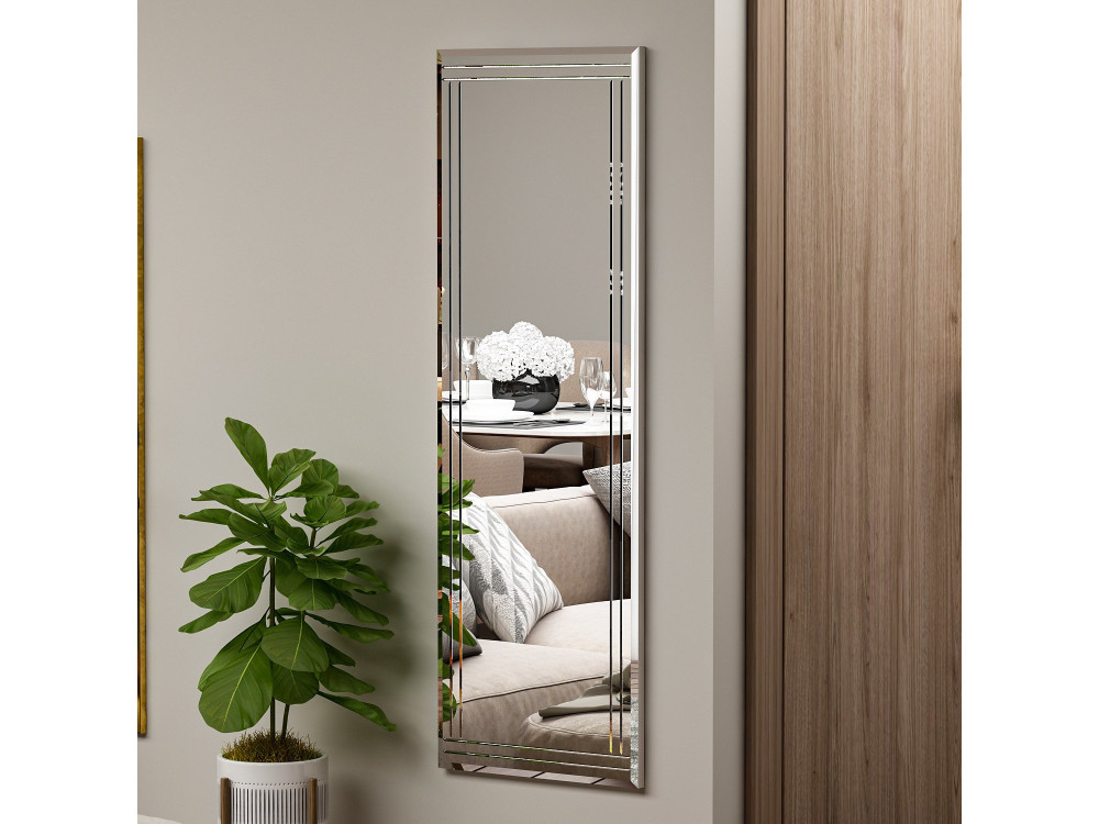 Buhem" wooden mirror - 40 x 120 cm - White