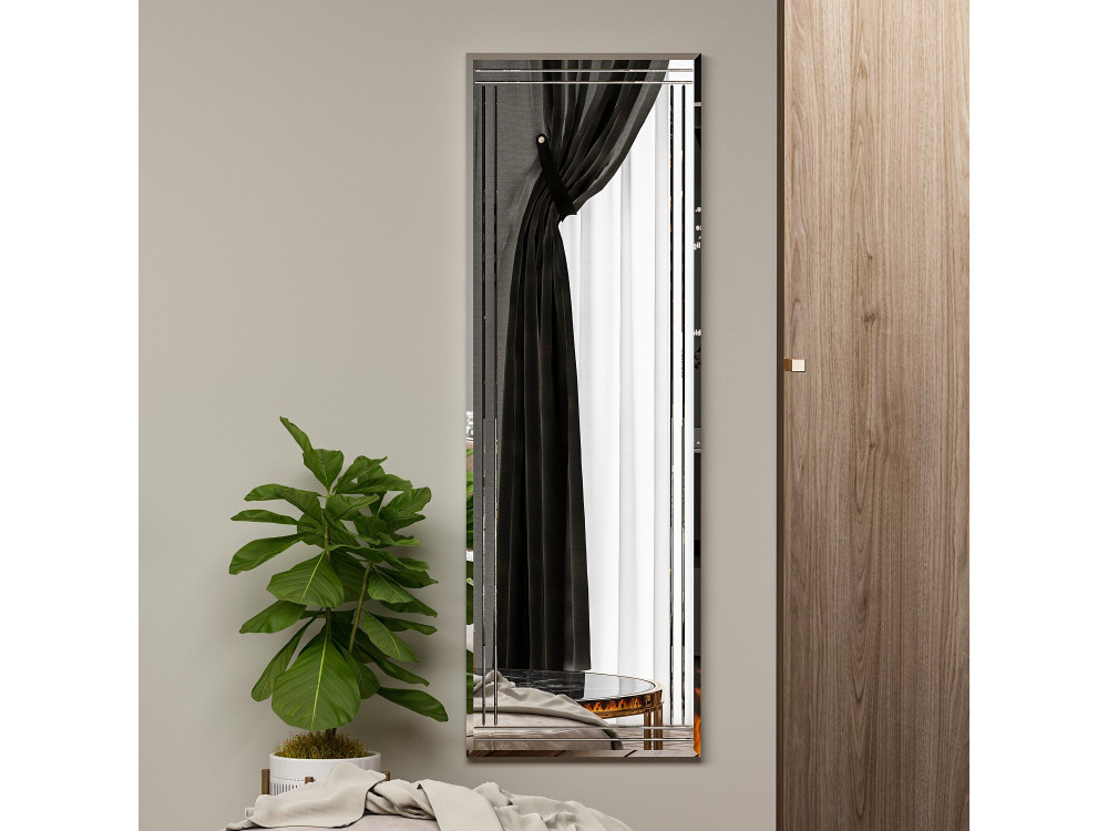 Buhem" wooden mirror - 40 x 120 cm - White