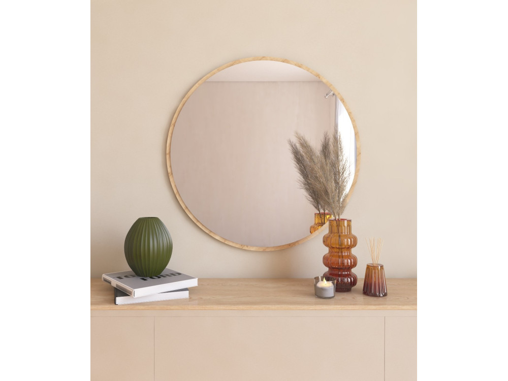 Ozze" wooden mirror - 60 x 60 cm - Beige
