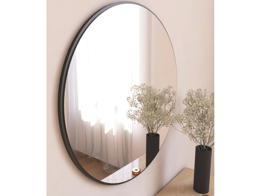 Ozze" wooden mirror - 60 x 60 cm - Black