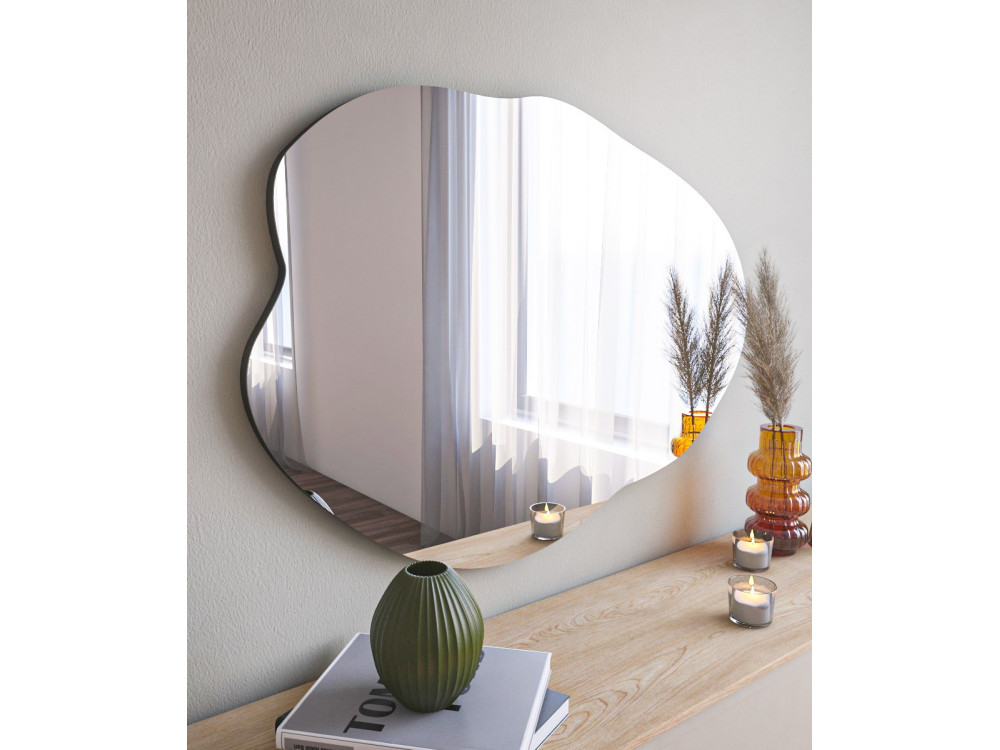 Ohho" wooden mirror - 60 x 85 cm - Black