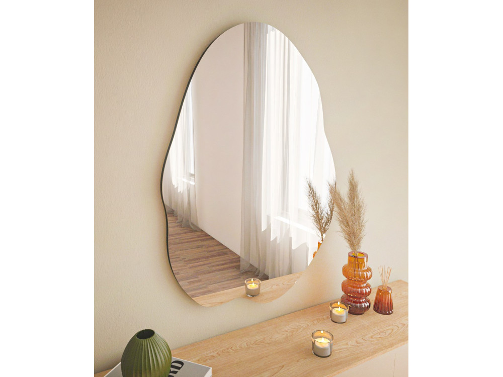 Ohho" wooden mirror - 60 x 85 cm - Black