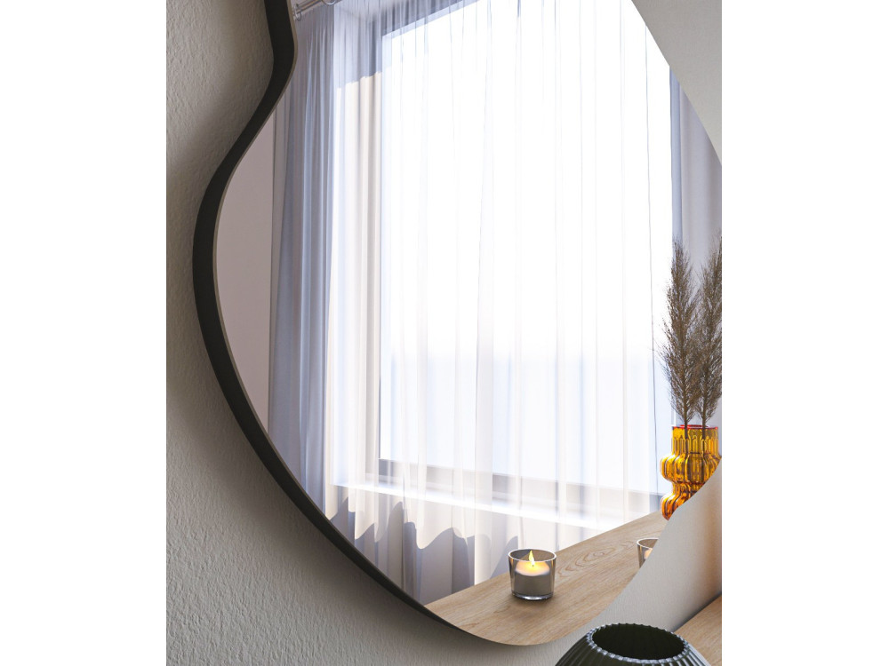 Ohho" wooden mirror - 60 x 85 cm - Black