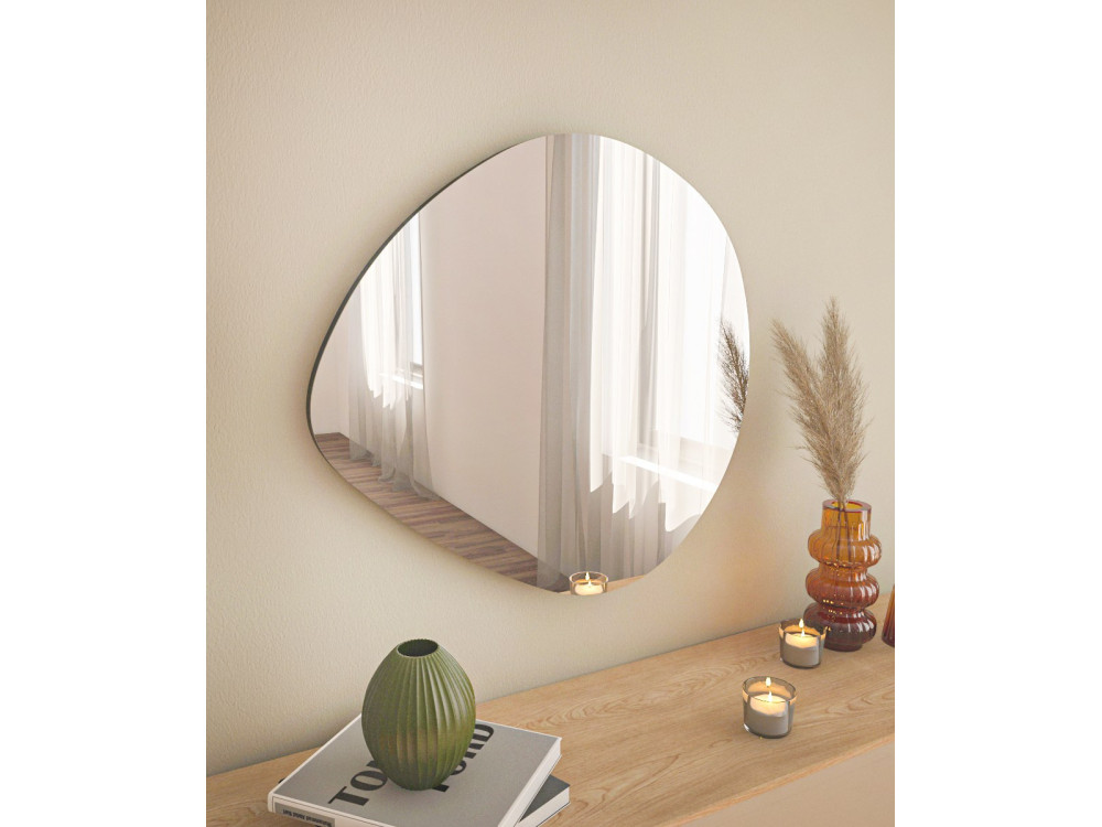 Besso" wooden mirror - 60 x 60 cm - Black
