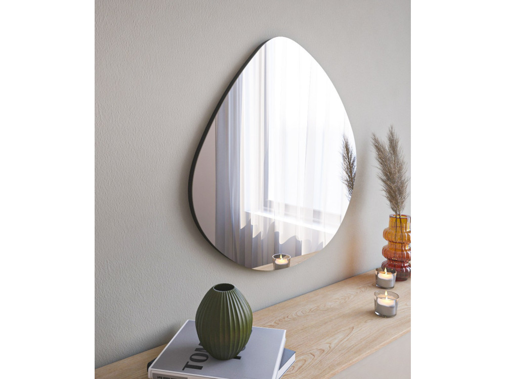 Besso" wooden mirror - 60 x 60 cm - Black