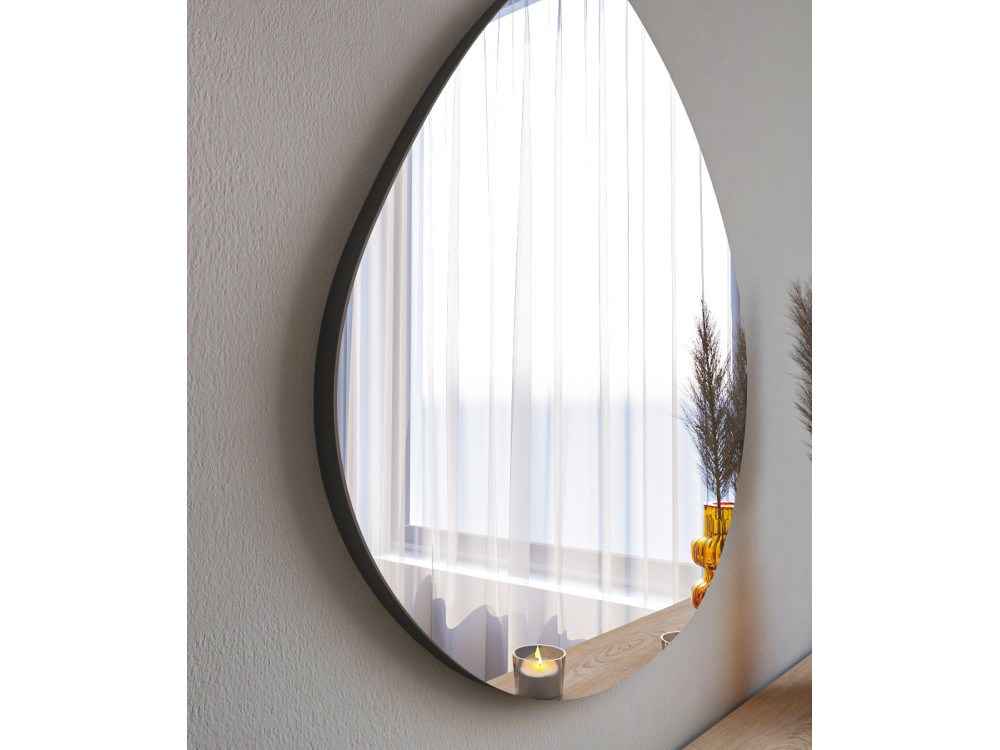Besso" wooden mirror - 60 x 60 cm - Black