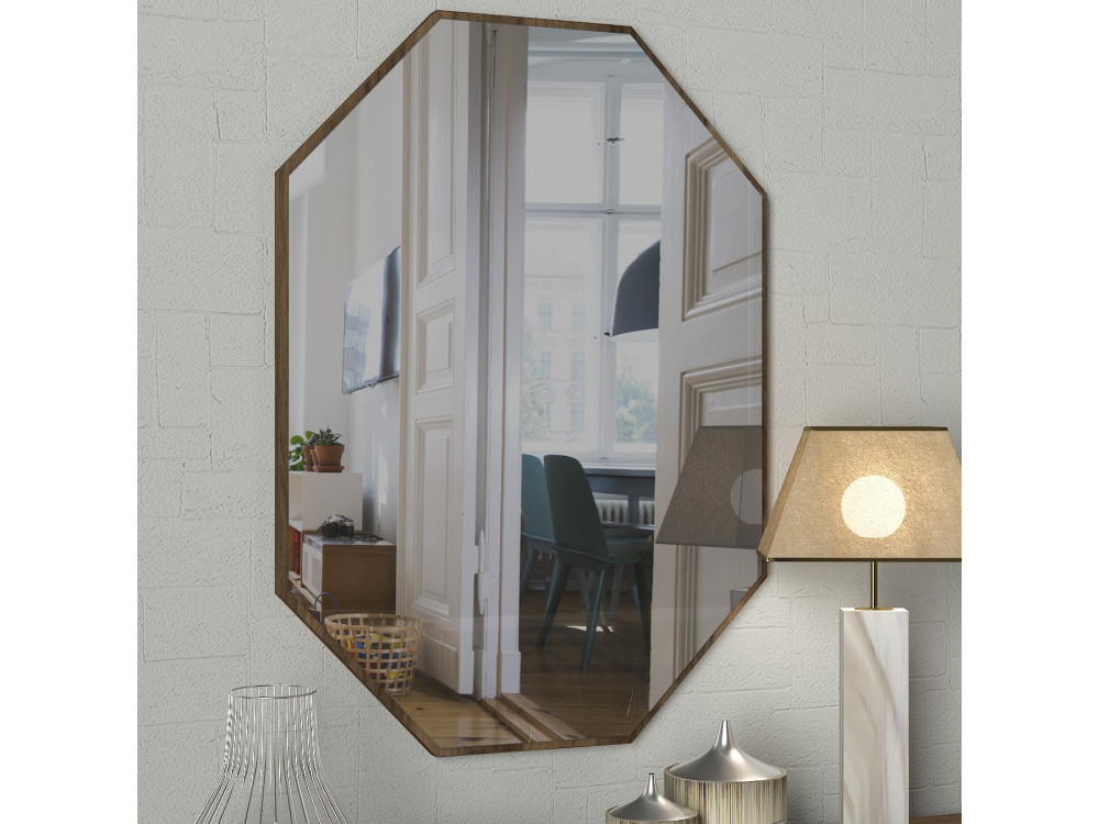 Lost" decorative wooden mirror - 45 x 70 cm - Brown
