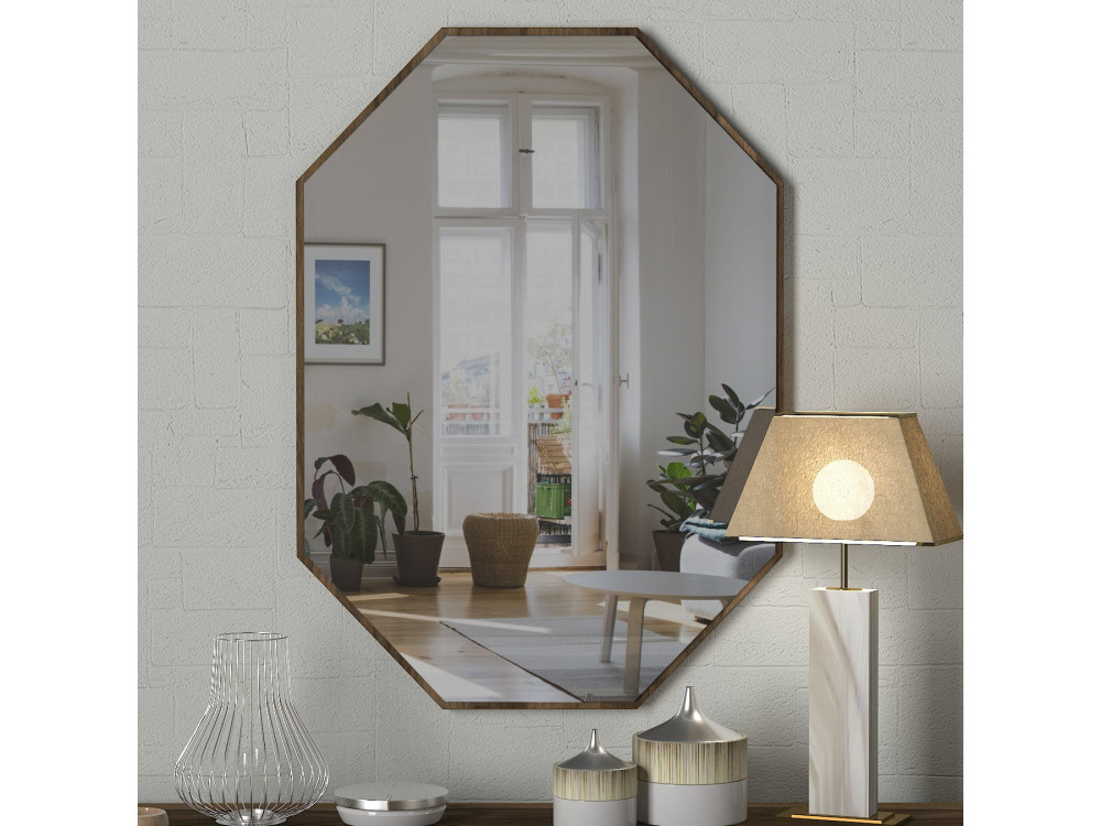 Lost" decorative wooden mirror - 45 x 70 cm - Brown