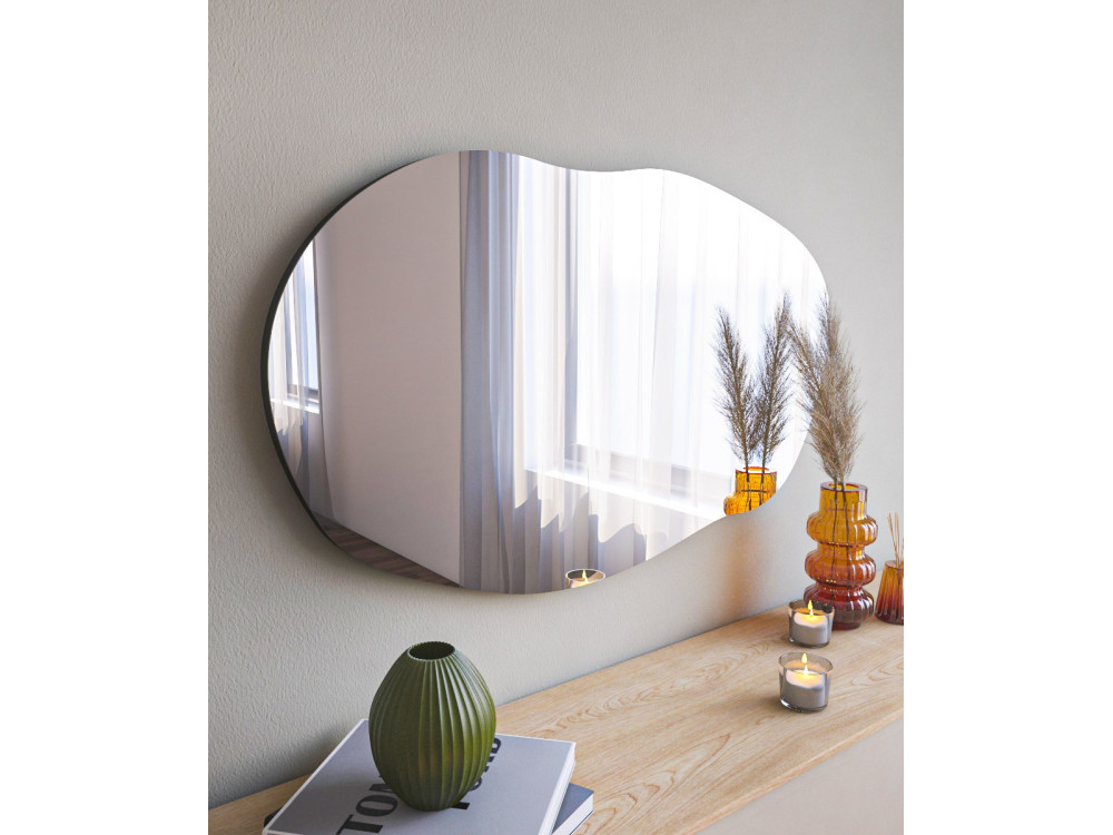 Lossa" wooden mirror - 52 x 89 cm - Black