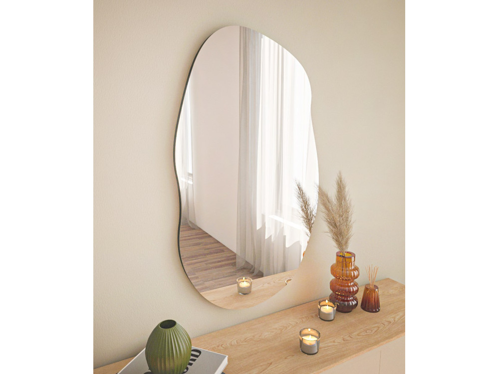 Lossa" wooden mirror - 52 x 89 cm - Black