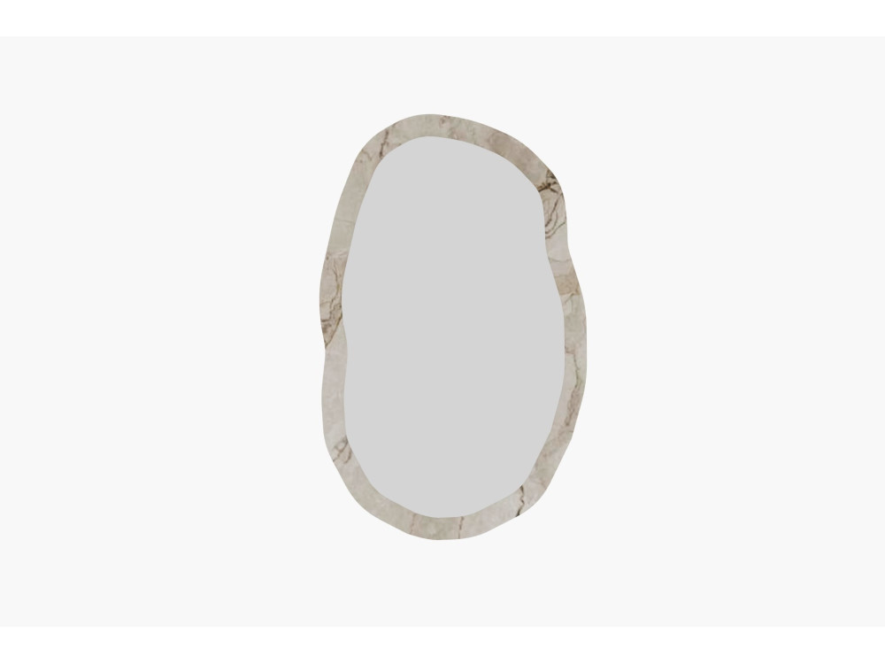 Lossa" wooden mirror - 52 x 86 cm - Beige marbled