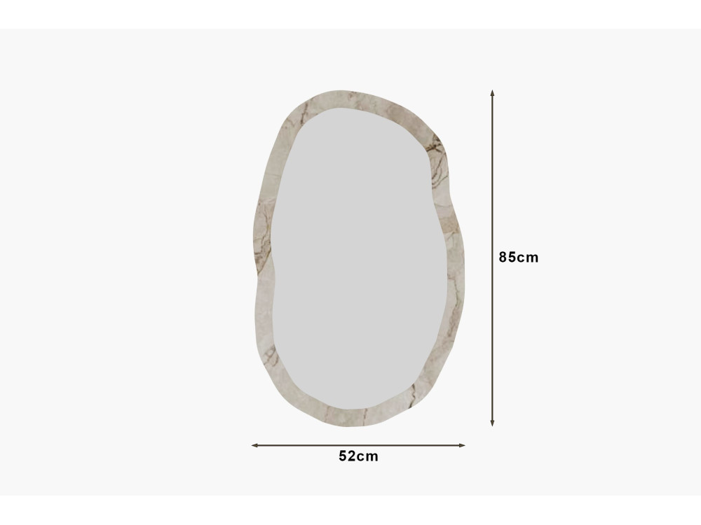 Lossa" wooden mirror - 52 x 86 cm - Beige marbled
